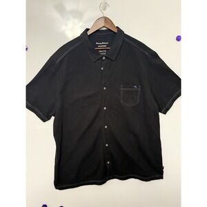 Tommy Bahama IslandZone Shirt Mens 3XL Black SUPIMA Short Sleeve Button Up Camp